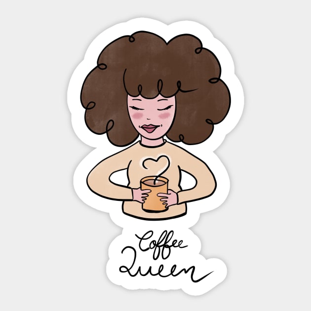 Coffee Queen Cute Coffee Dates Coffee Lover Gift for Women Perfect Gift for Caffeine Lovers Drinking Coffee Latte Macchiato Espresso Mocha Coffee Drinks Caffeinated Drinks Cafe Cappuccino Cute Coffee Lover Gift for Her Sticker by nathalieaynie